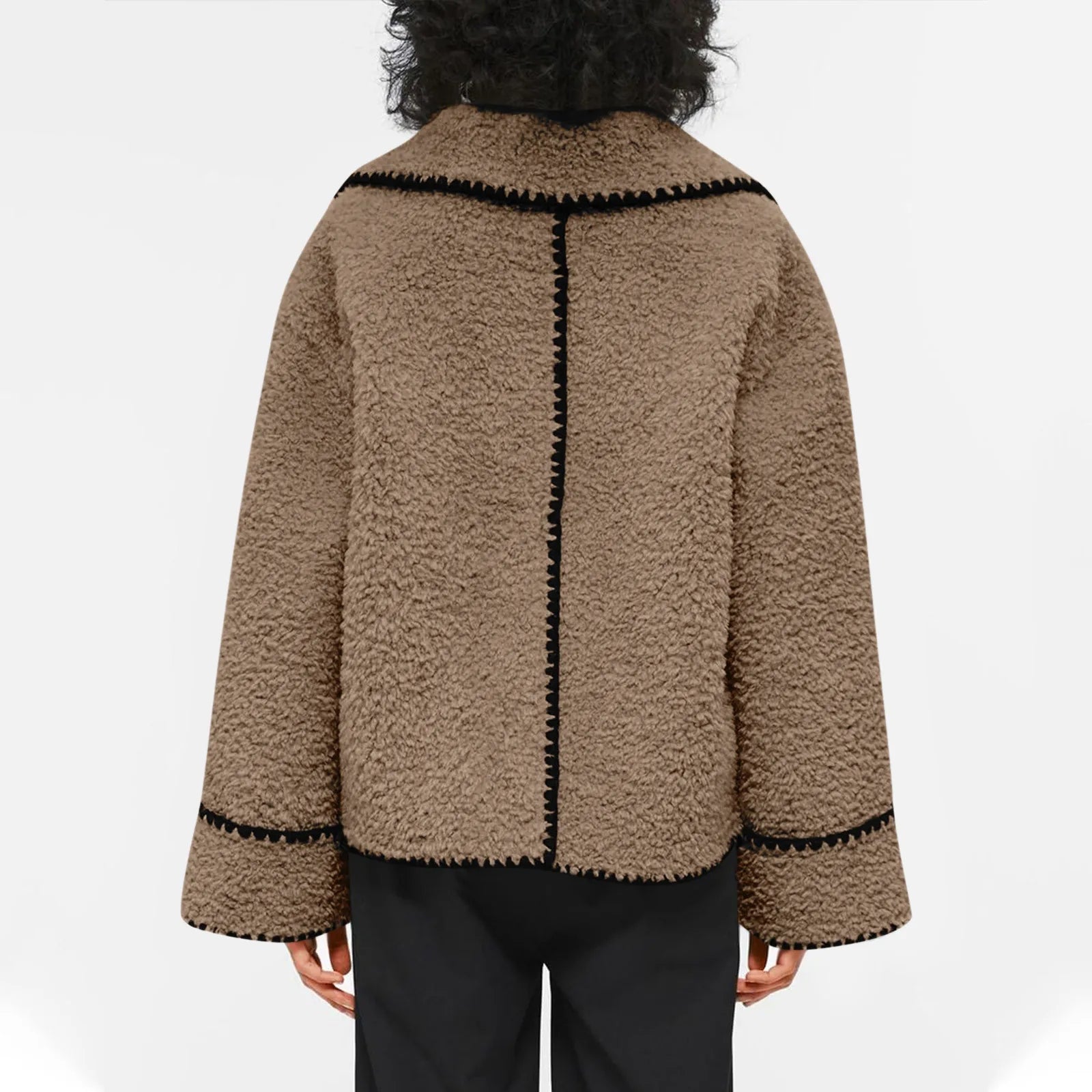 Contrast Plush Coat